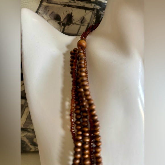 2/$15 - Handmade Multi-Strand Beaded Necklace with Shell & Wood Accents - Picture 5 of 7